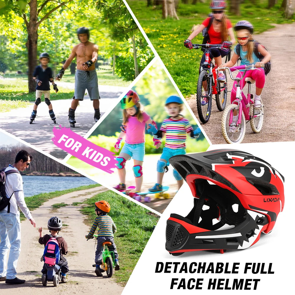 Lixada Motorcycle Children Helmet Kids Detachable Full Face Helmet Children Sports Safety Helmet For Cycling Skateboarding