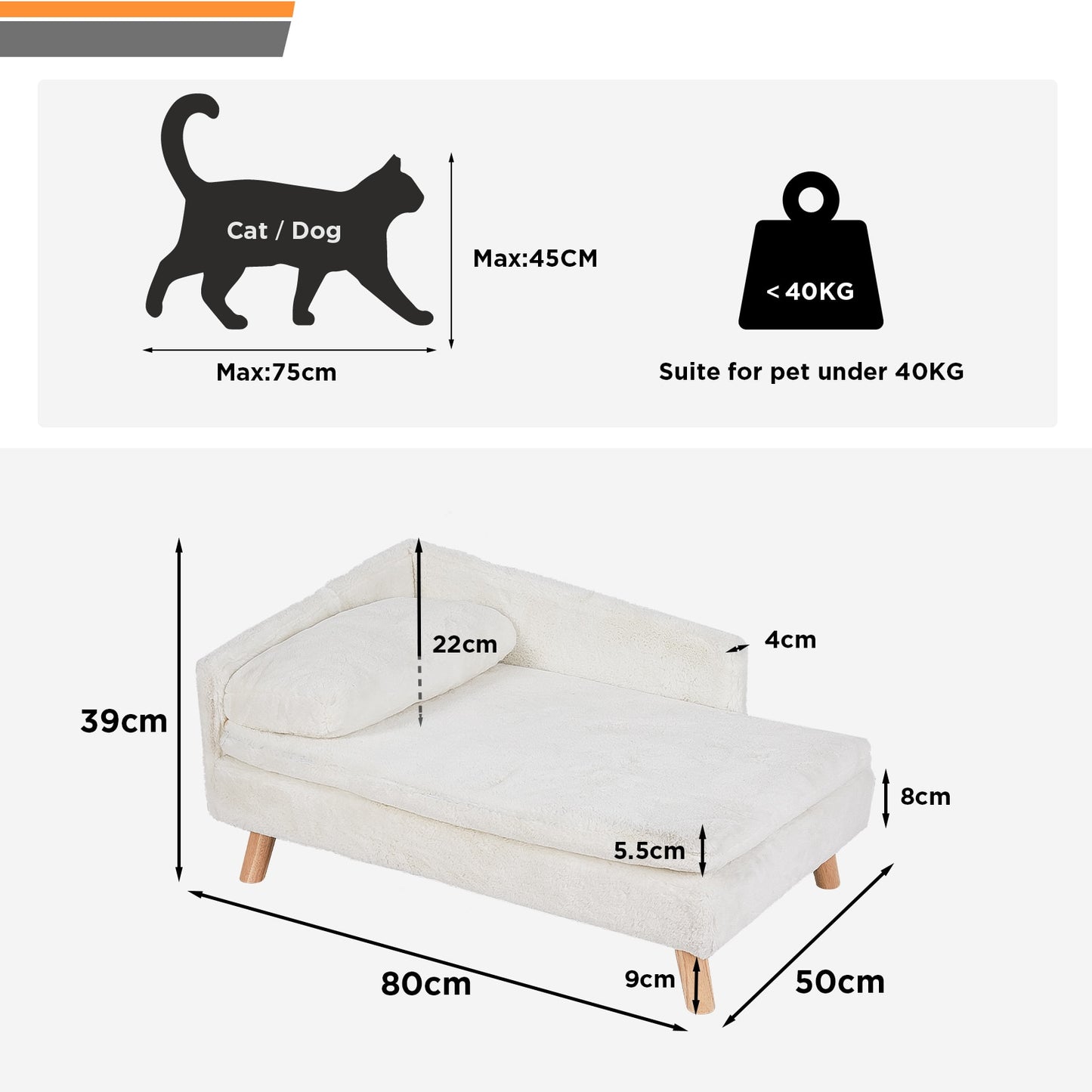 Waterproof Pet Sofa Dog Cat Bed Couch Raised Chair Lounger Plush Cover Cushion