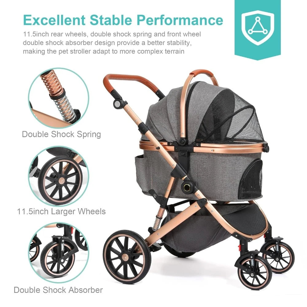 Stroller for Small and Medium Dogs 3-in-1 4 Wheels