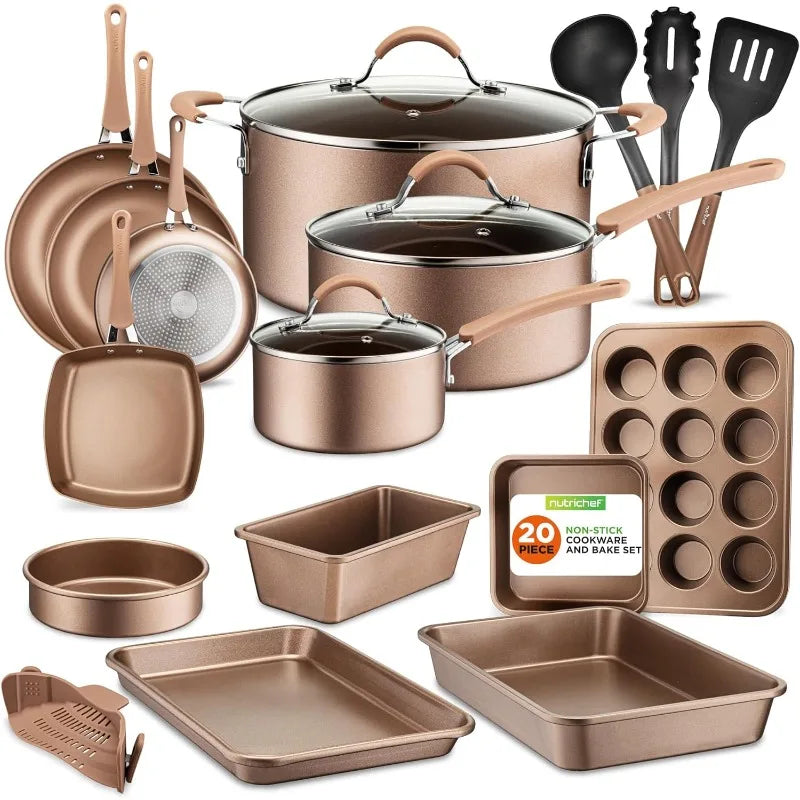 20 Piece Professional Home Kitchen Cookware and Bakeware,