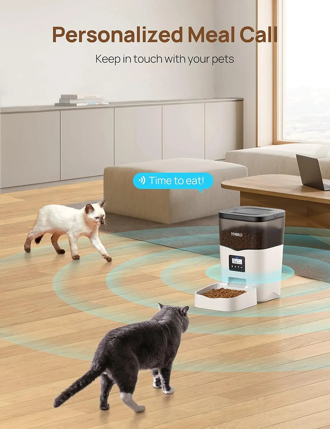 Ymiko Automatic Feeder Cat Food Dispenser with Voice Recorder