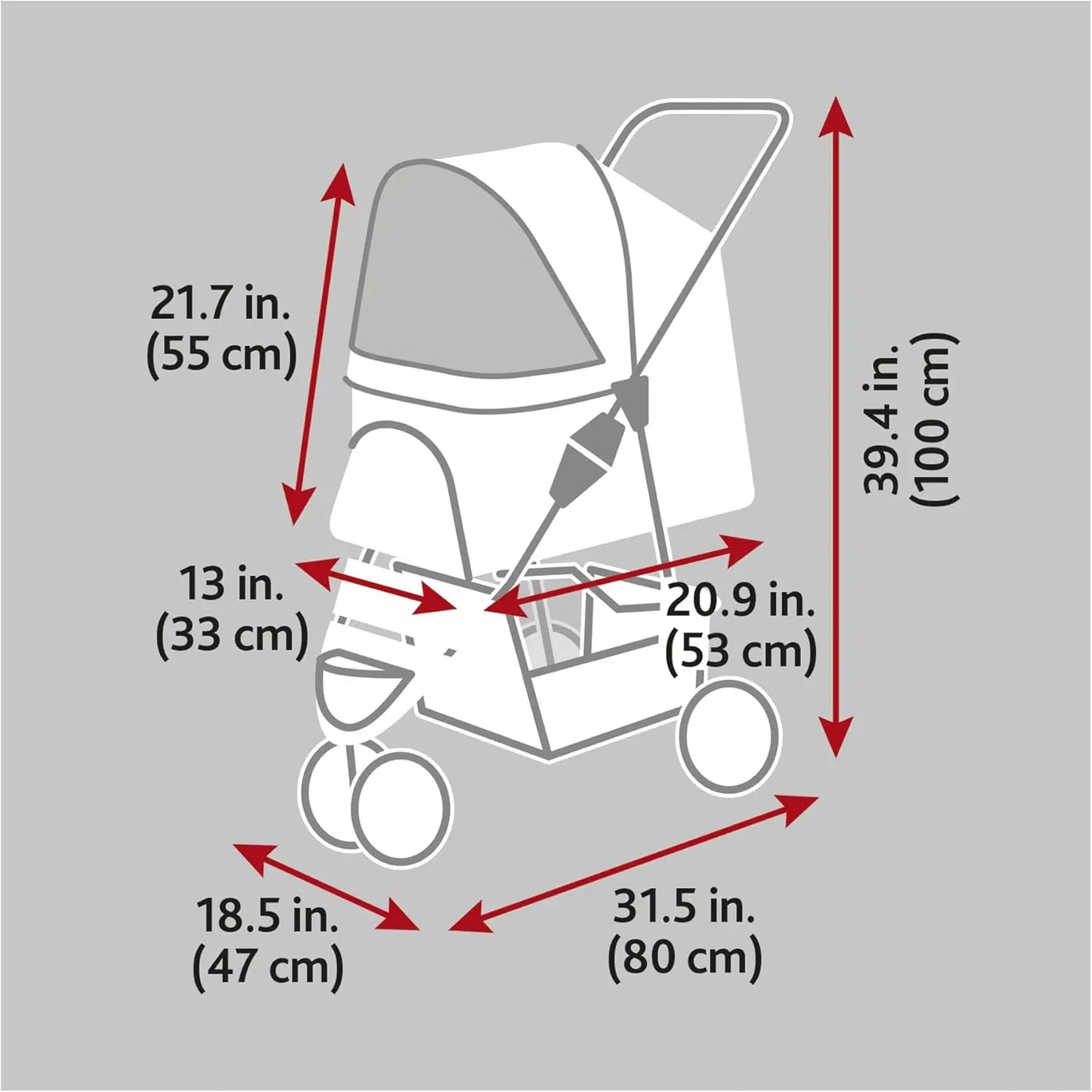 Foldable Pet Stroller for Cats and Dogs  Cart w/Weather Cover