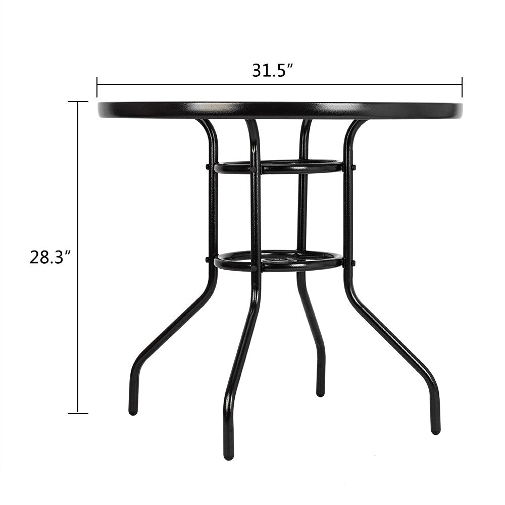 Outdoor Dining Table Round Toughened Glass Table Yard Garden Glass Table Outdoor Furniture Set