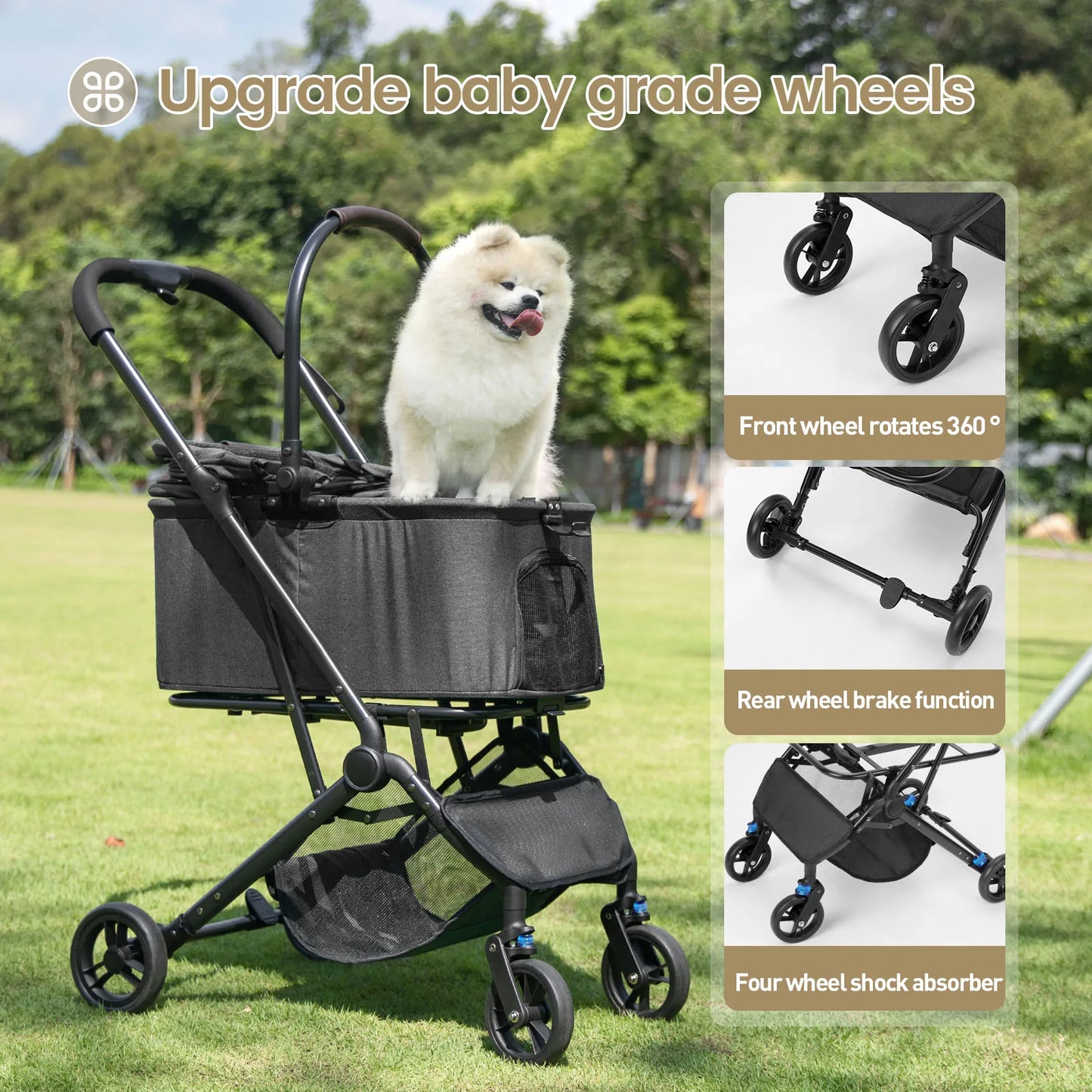 Pet Stroller for Small/Medium With Detachable Carrier