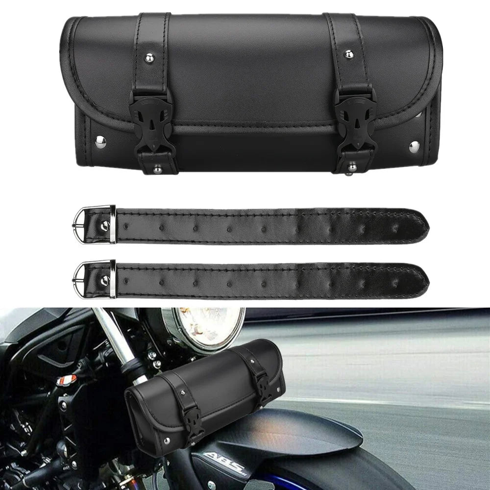 Motorcycle Bag Saddlebags PU Leather Front Fork Tail Tool Bag Luggage For Harley Chopper Bobber Cruiser Sportster XL 883 1200