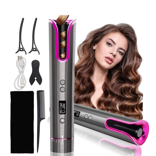 Curling Iron with 4 Adjustable Temperature, Portable Cordless