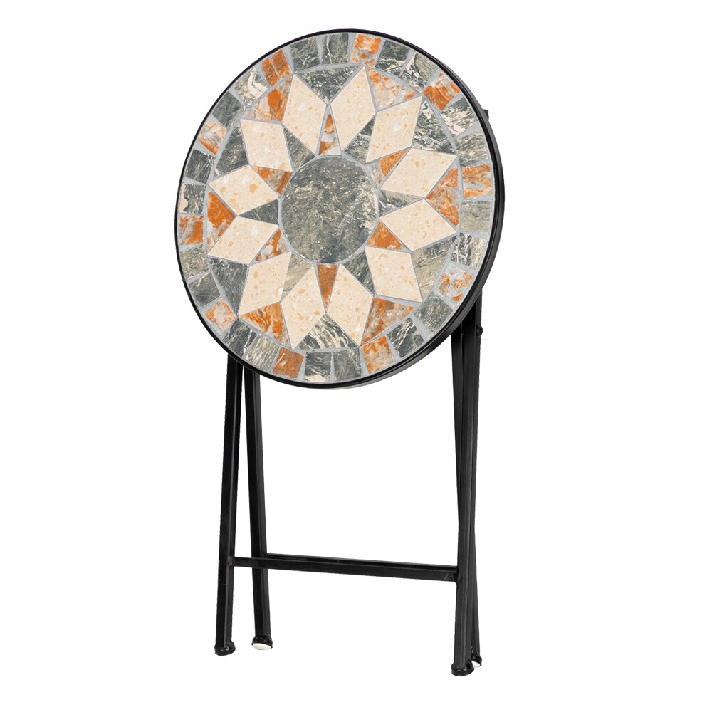 Foldable 20 Inche High Installation-Free Outdoor Mosaic Table Courtyard Garden Side Table Ceramic Inlaid Star Pattern [US-Stock] - DJVWellnessandPets