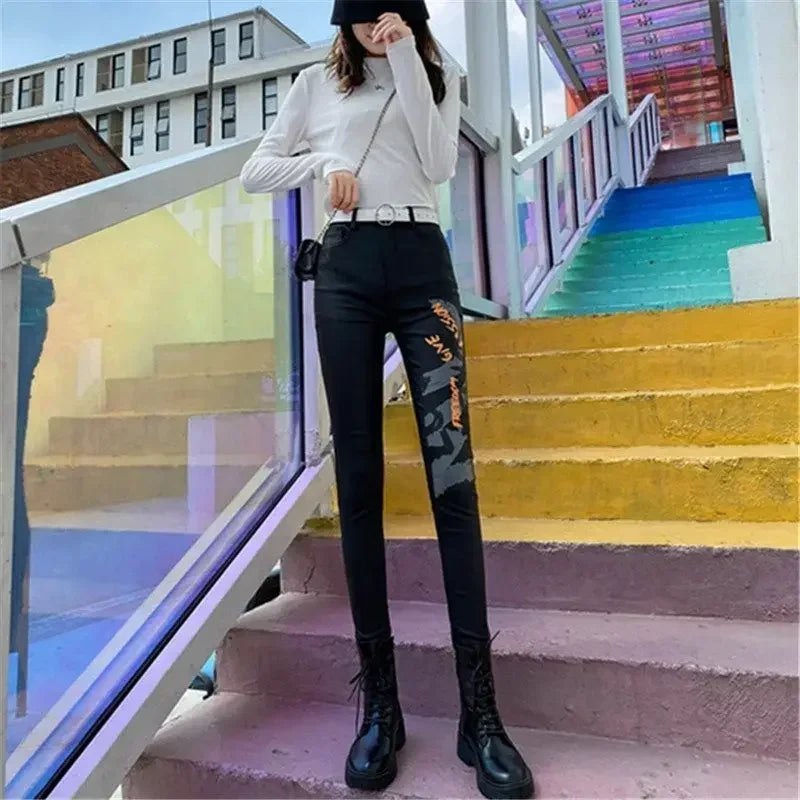 Faux Leather Pants High Waist Casual