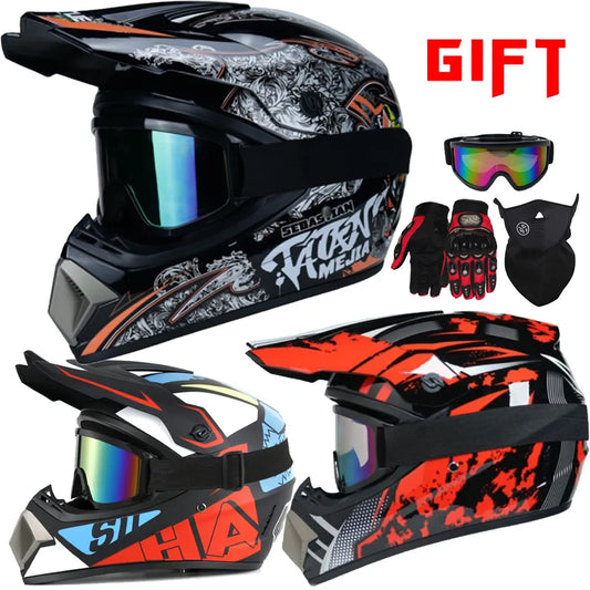 Send 3 pieces gift motorcycle helmet man children off-road helmet bike downhill AM DH cross helmet capacete motocross casco