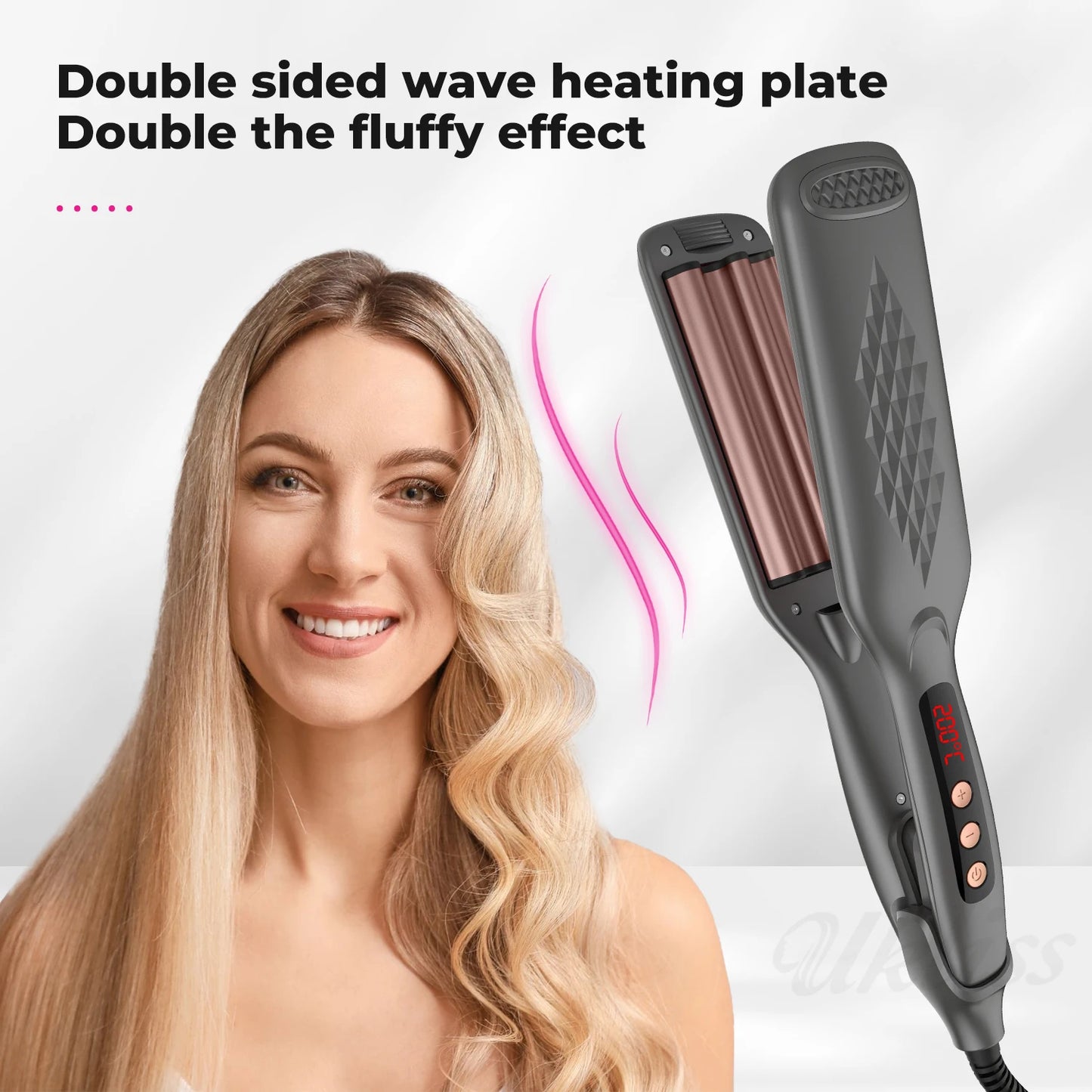 Hair Crimper with 4 Interchangeable Plates