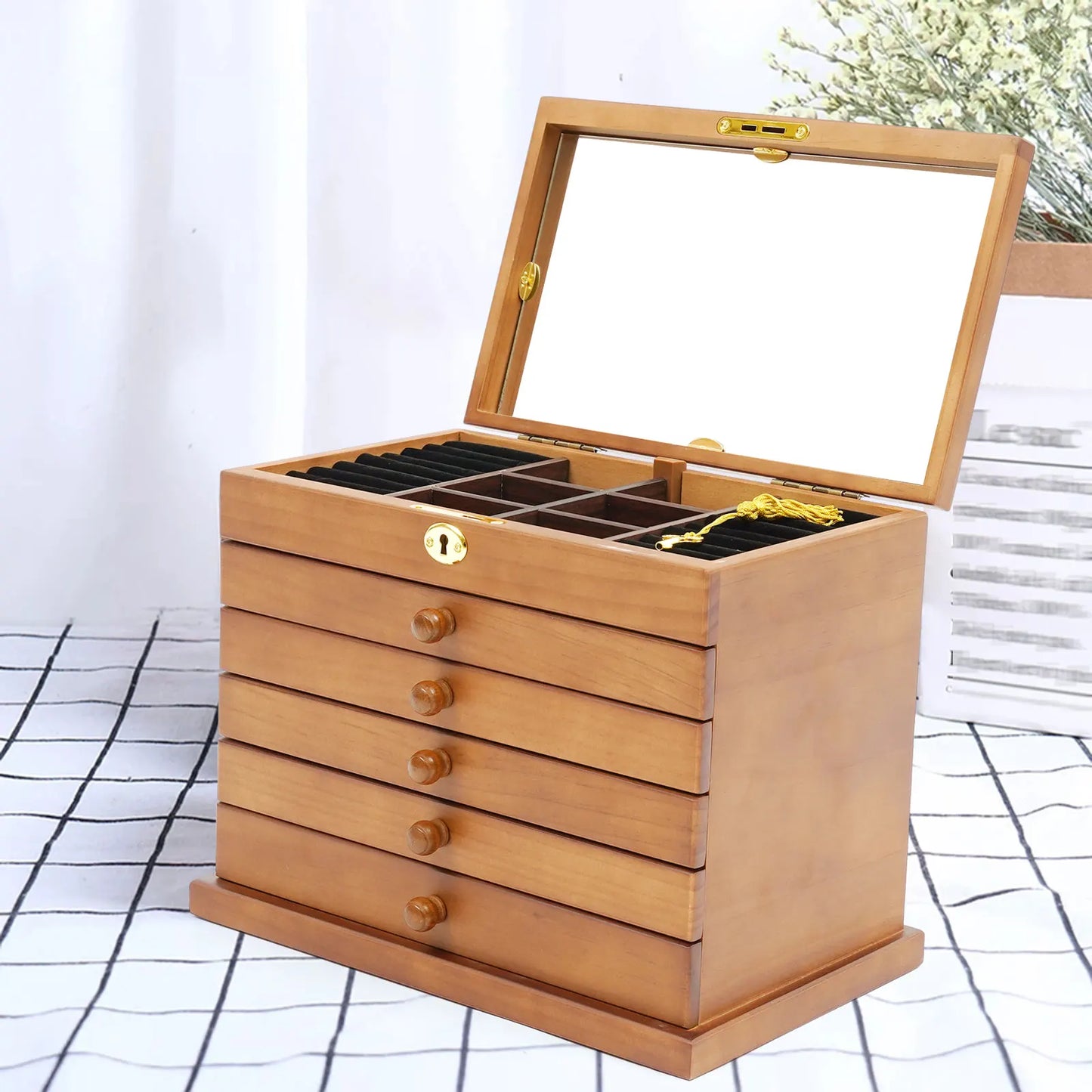 Wooden Gift Storage Box Jewelry Cabinet