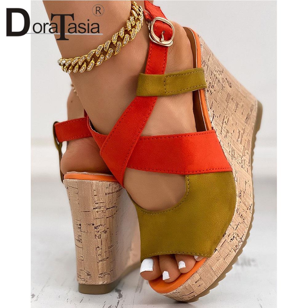 Big Size 42 Brand New Ladies Mixed Colors Sandals Fashion Peep Toe Wedges High Heels women&#39;s Sandals Casual Party Shoes Woman - DJVWellnessandPets