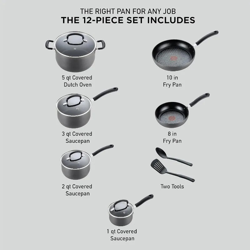 T-Fal Ultimate Hard Anodized Nonstick Cookware Set 12 Piece