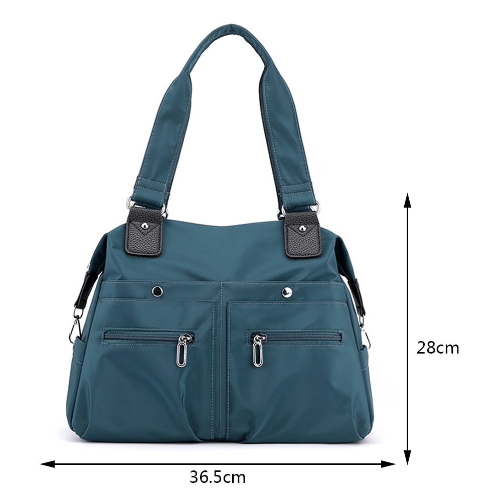 Casual Nylon Large Capacity Tote Bags Women Handbags Solid Color Shoulder Bags for Mom Multi-pockets Ladies Shopper Bags Purse