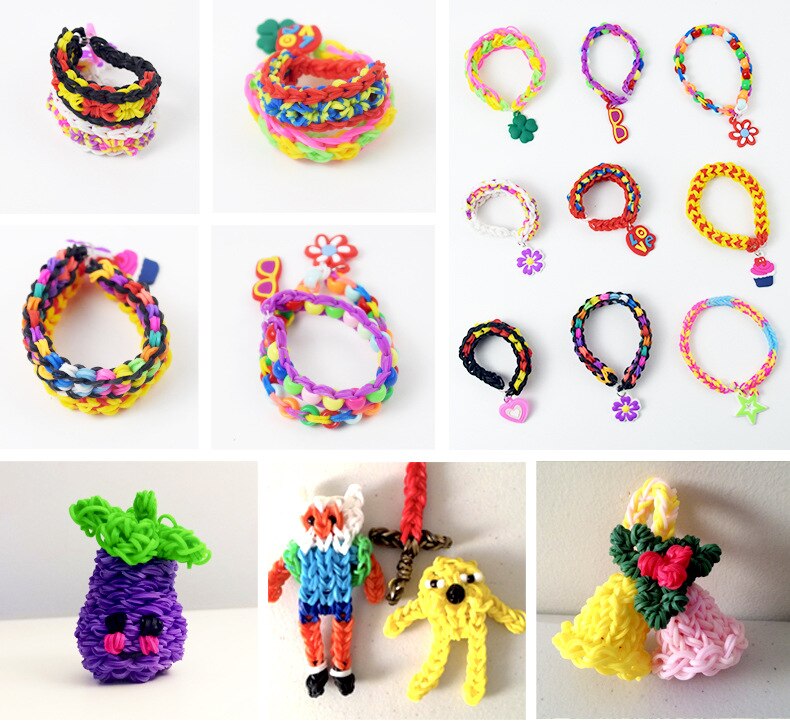 24 Grids Colorful Loom Bands Set Candy Color Bracelet Making Kit DIY Rubber Band Woven Bracelet Kit Girls Craft Toys Gifts