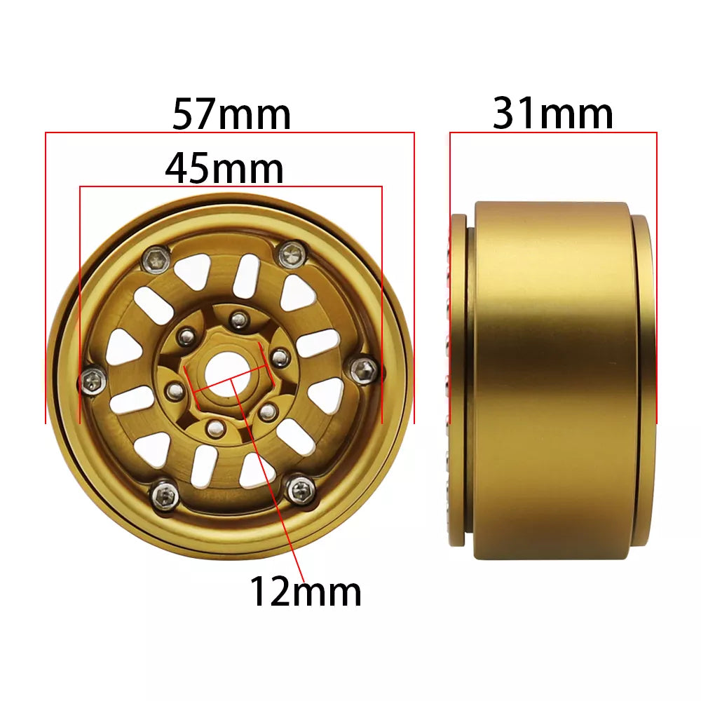 240g/1Pcs Brass Heavy 1.9Inch Beadlock Wheel Rim Hub for 1/10 RC Crawler Car TRX4 TRX6 Axial SCX10 III AXI03006 YK4082