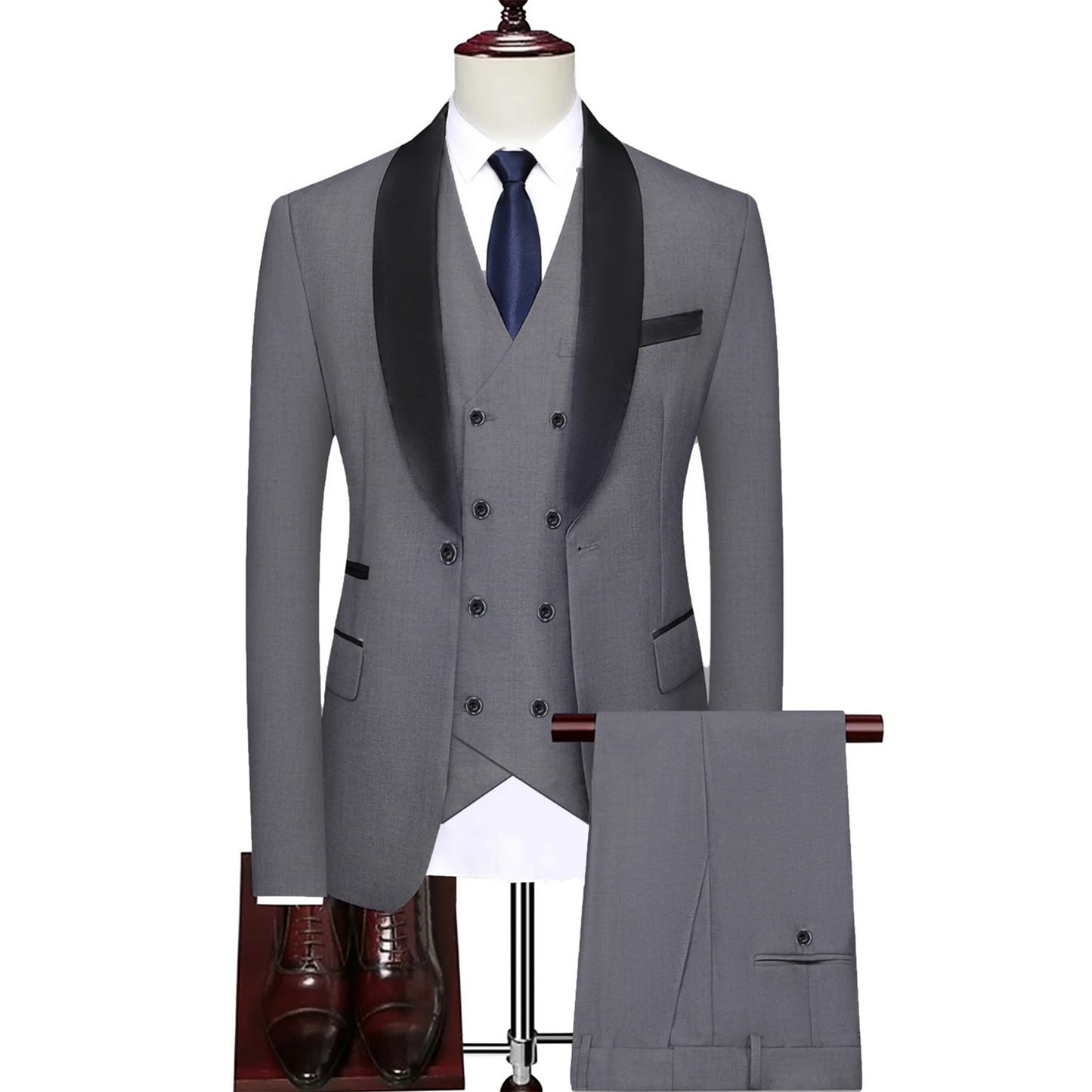 New Men Casual Business Dress Double Breasted Suits