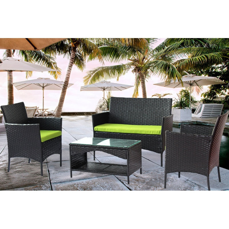 4 PCS/ 8 PCS  Garden Patio Furniture Patio outdoor rattan furniture （ loveseat + armchair+coffie table for garden - DJVWellnessandPets