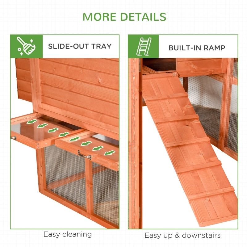 145" Chicken Coop Large Chicken House Rabbit Hutch Wooden Poultry Cage Pen Garden & Backyard with Run & Inner Hen House Space