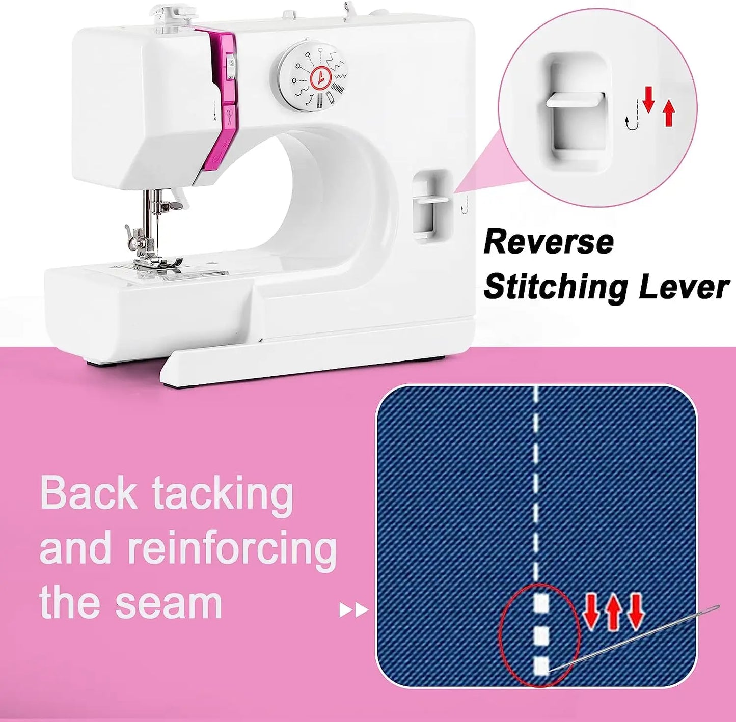 Mini Sewing Machine,Portable Household Crafting Mending Sewing Machine with 12 Built-In Stitches and Foot Pedal  for Beginners