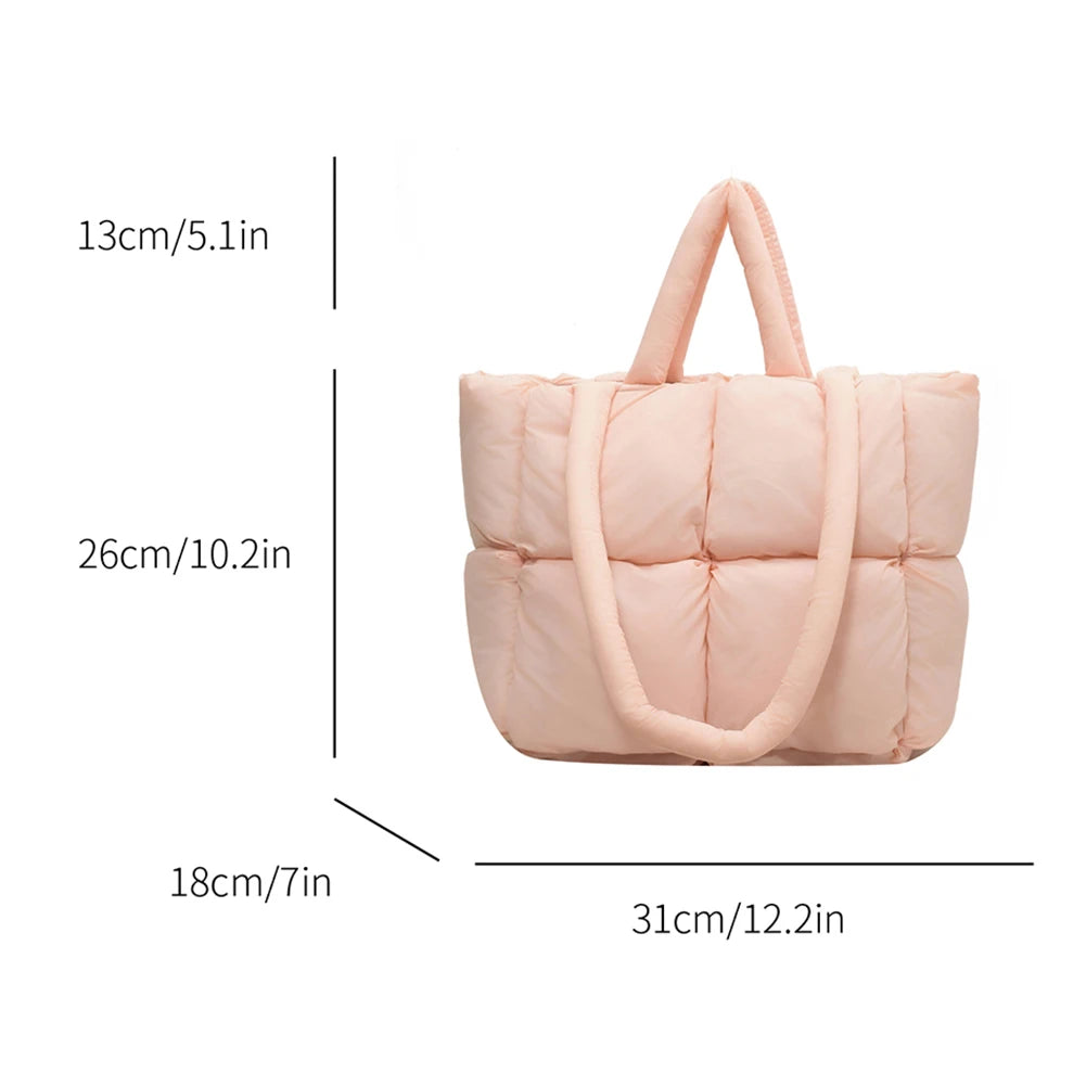 Down Padded Ladies Handbag Space Cotton Women Winter Underarm Bag Puffer Large Quilted Shopper Bag 2023 Luxury Designer Tote Bag