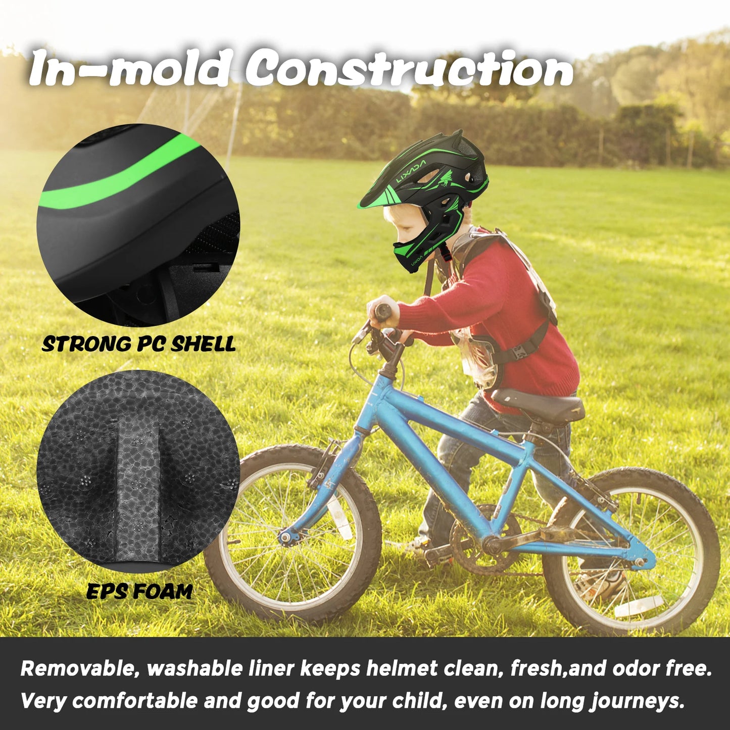 Lixada Kids Detachable Full Face Helmet Children Sports Safety Bike Helmet Protective Gear Cycling Skateboarding Roller Skating