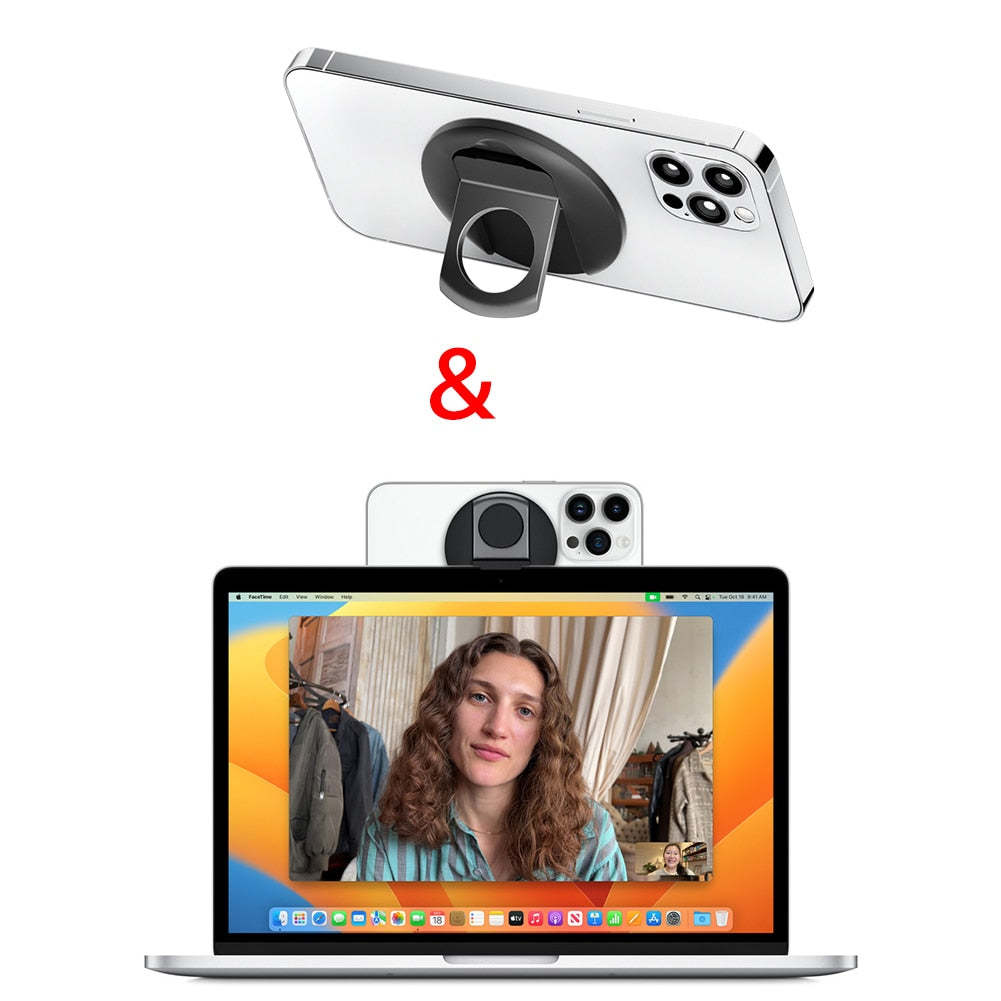 Magnetic Mobile Phone Holder For MacBook For MagSafe iPhone 14 13 12 Series Camera Mount Stand Phone Ring Support Kickstand