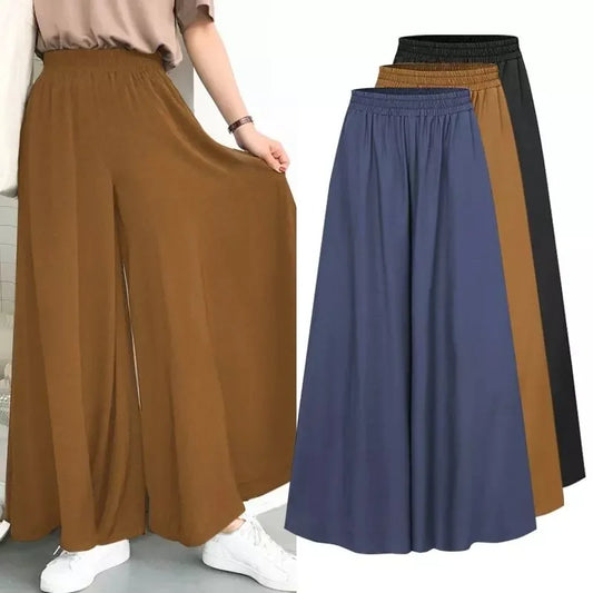 Spring And Summer Women's Plus Size Wide Leg Pants Cotton Linen