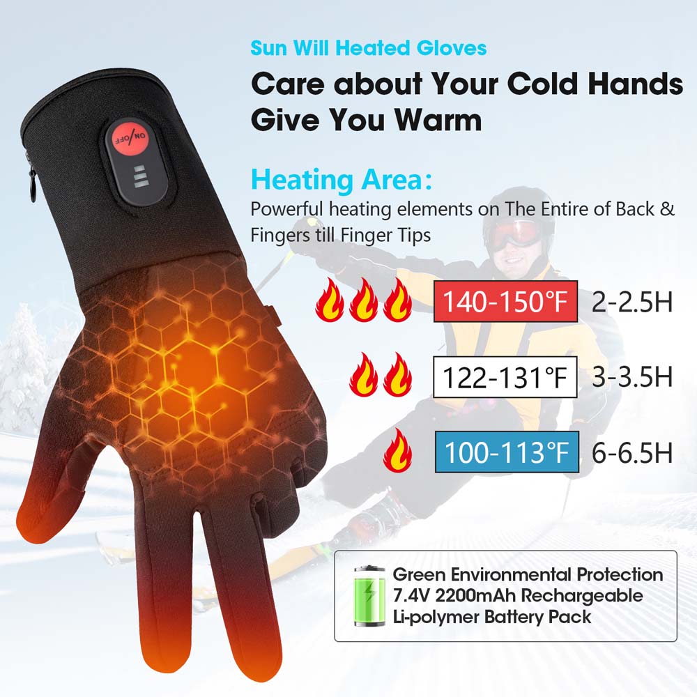 Rechargeable Electric Heated Glove Liners for Men Women Battery Heating Ski Snowboarding Hiking Cycling Thin Gloves Hand Warmer