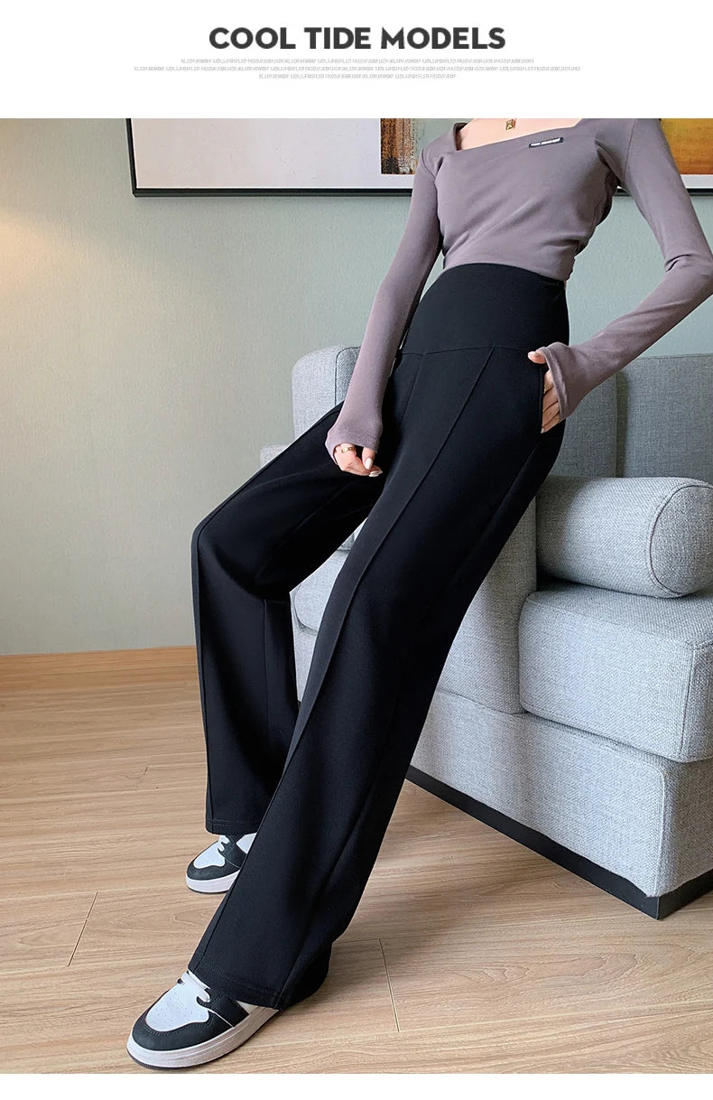 Maternity Long Straight Pants Wide Leg