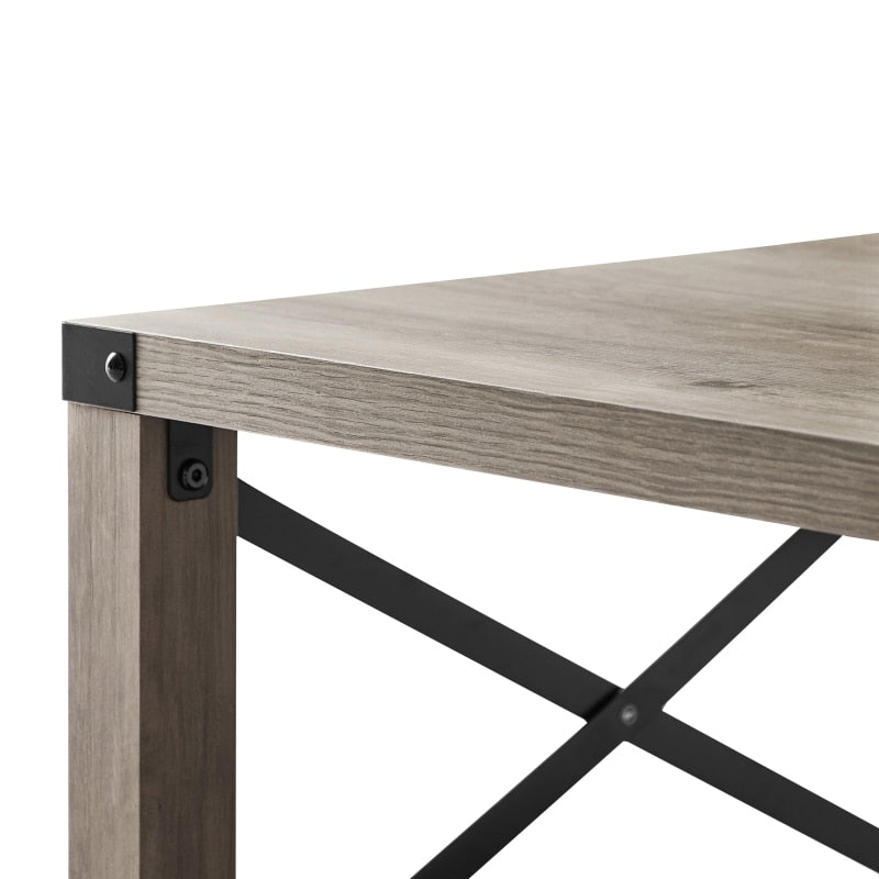 Tier Modern Farmhouse Coffee Table, Wood Rectangle Cocktail Table with Metal X- Frame (Gray, 40.94" w x 21.65" d x 17.91" h)