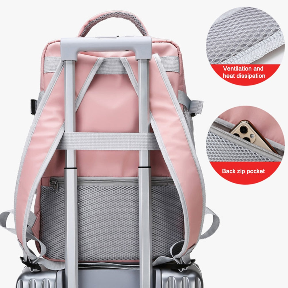 Women Travel Backpack 35L Large Capacity Dry Wet Separation Luggage Bag Waterproof USB Charging Port Backpack Laptop School Bags