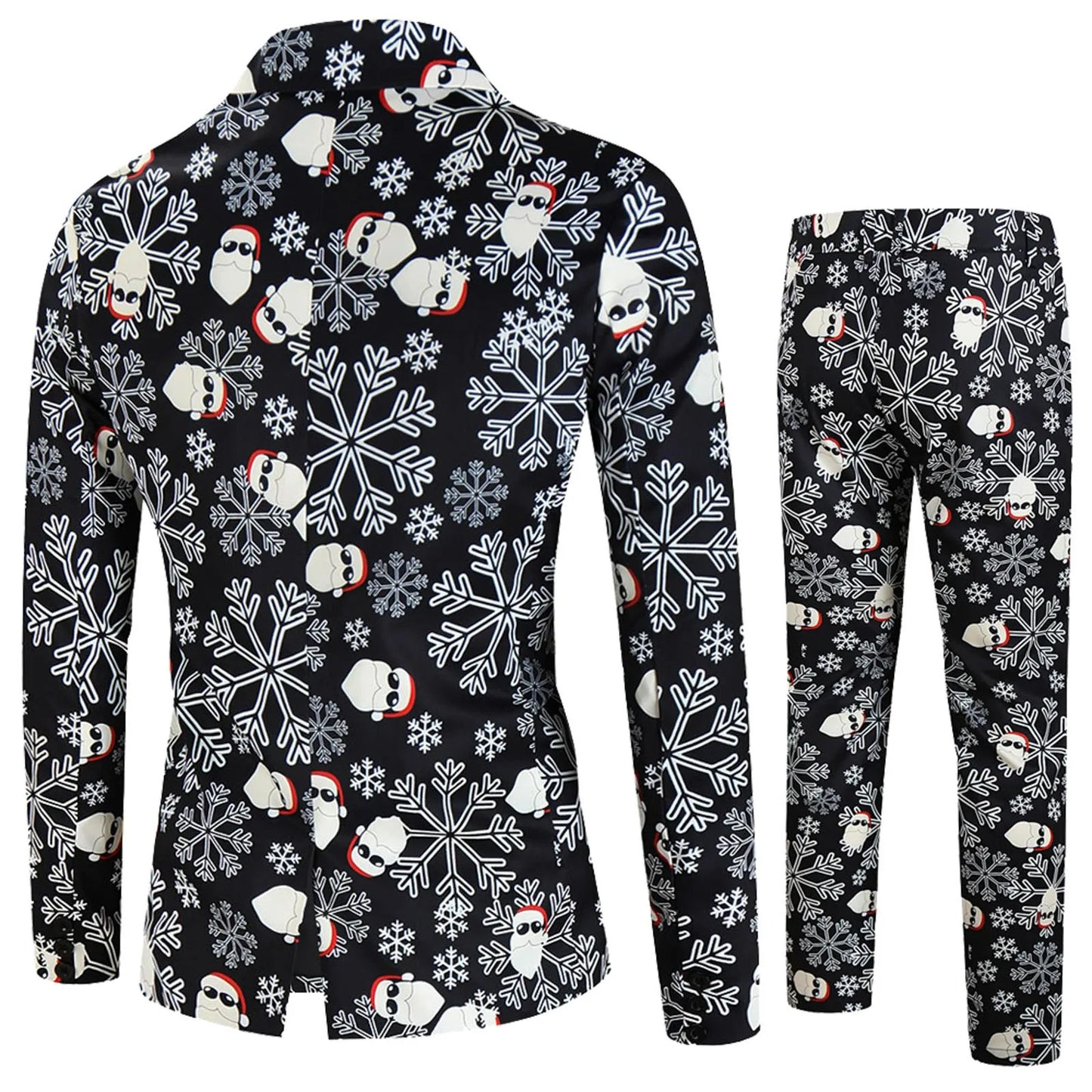 Printed Christmas Suit Men Blazers 2 Piece Sets