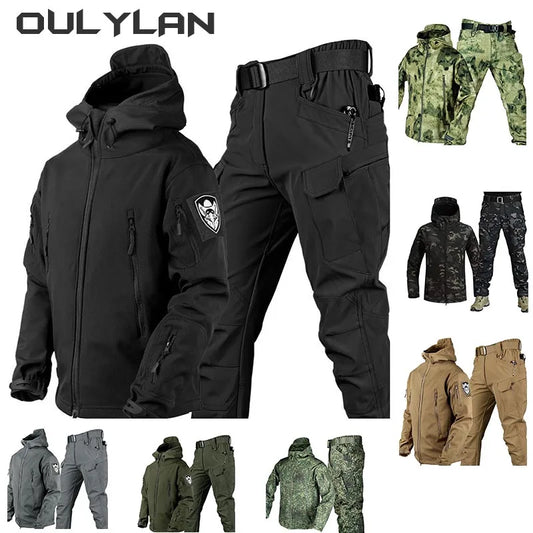 Outdoor Shark Skin Warmth Jackets Pants Set