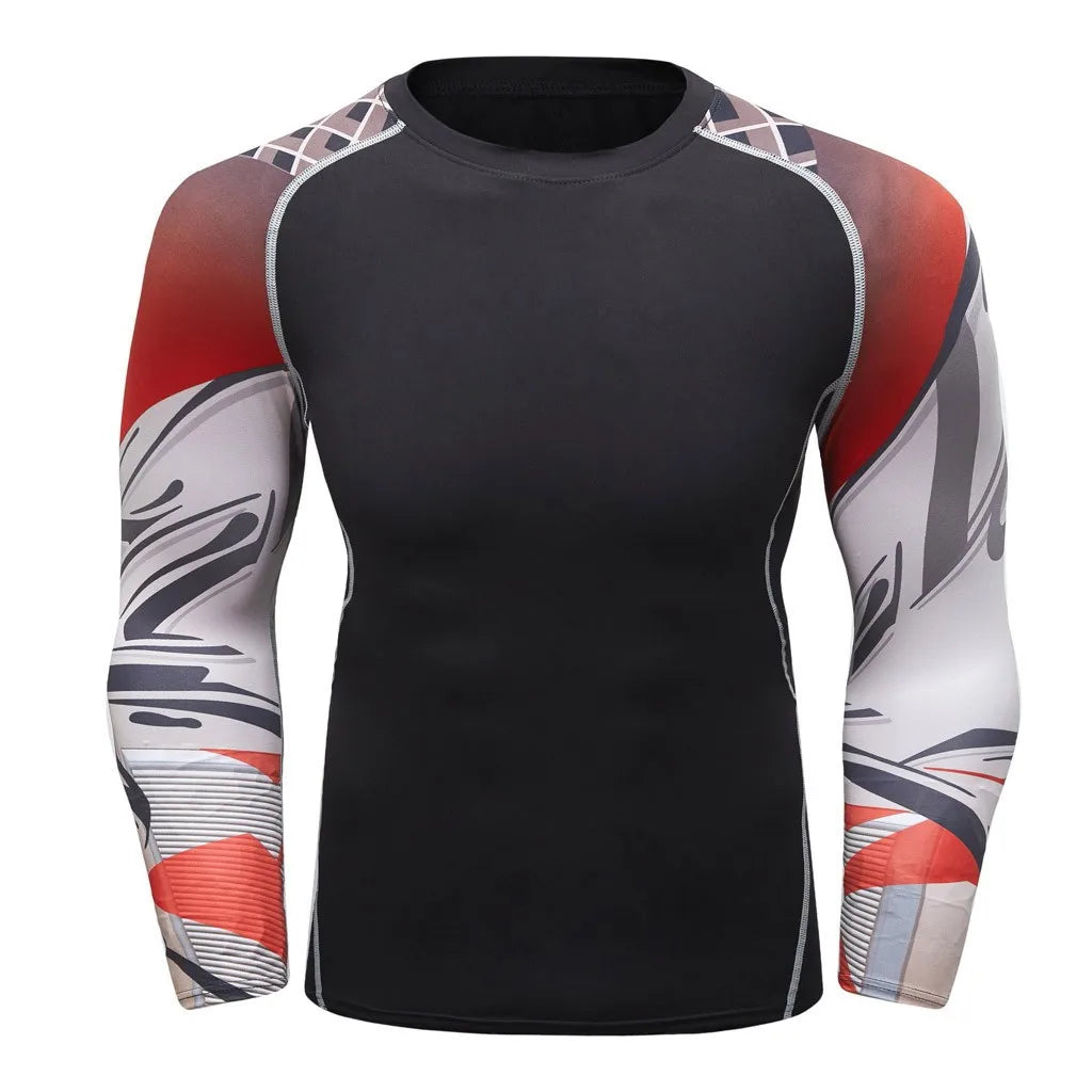 Sport Style Soft T-Shirt Top Breathable Long Sleeve Yoga Fitness Print Blouse High Quality New Men'S Cotton Shirts Ropa Hombre