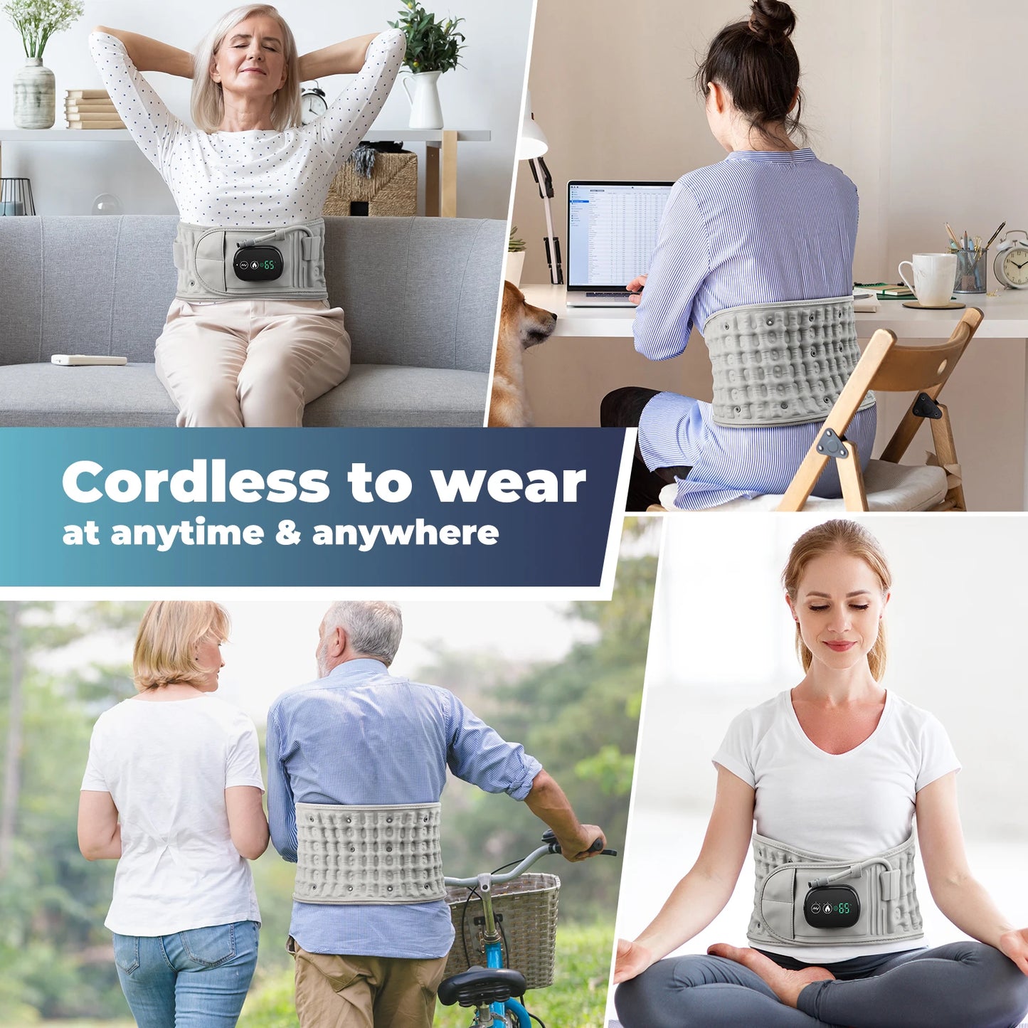 Electric Waist Massager Infrared Heated Lumbar Pad Adjustable Temperature Hot Compress Vibration Waist Massage Belt Back Support