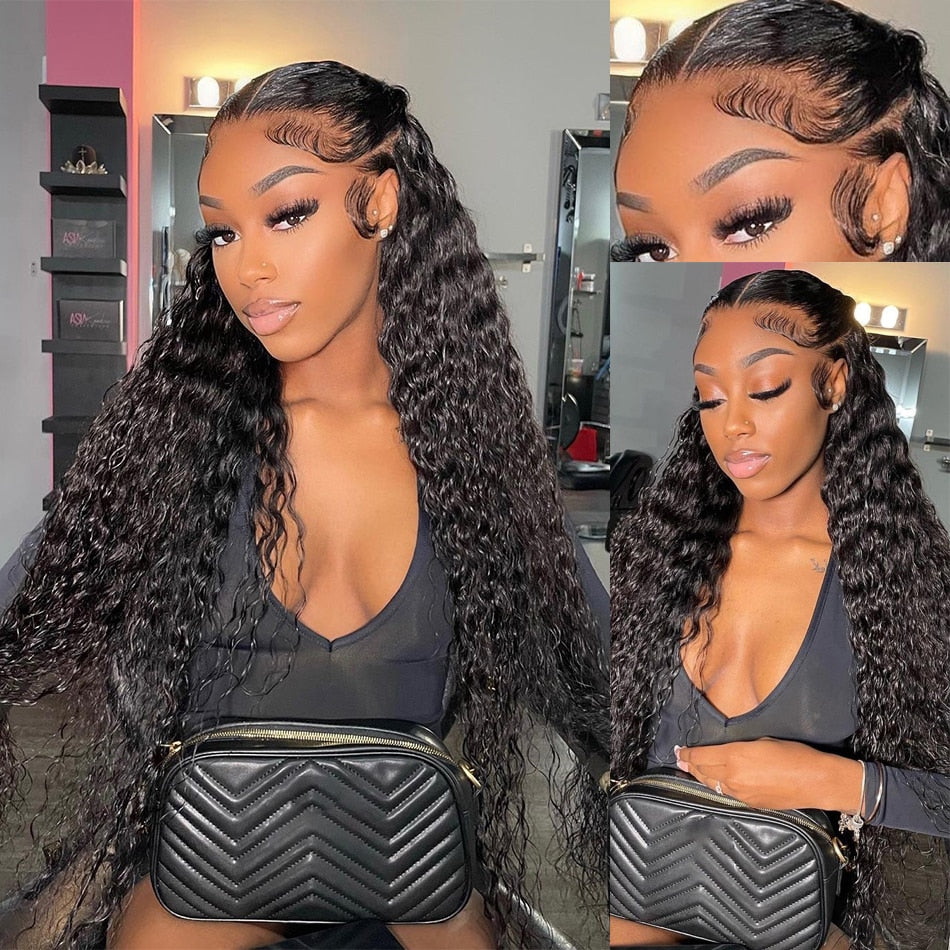 Wiggogo 40 Inch Human Hair 13X4 Deep Wave Frontal Wig 13X6 Curly Hd Lace Front Wigs Brazilian Water Wave 5x5 Hd Lace Closure Wig