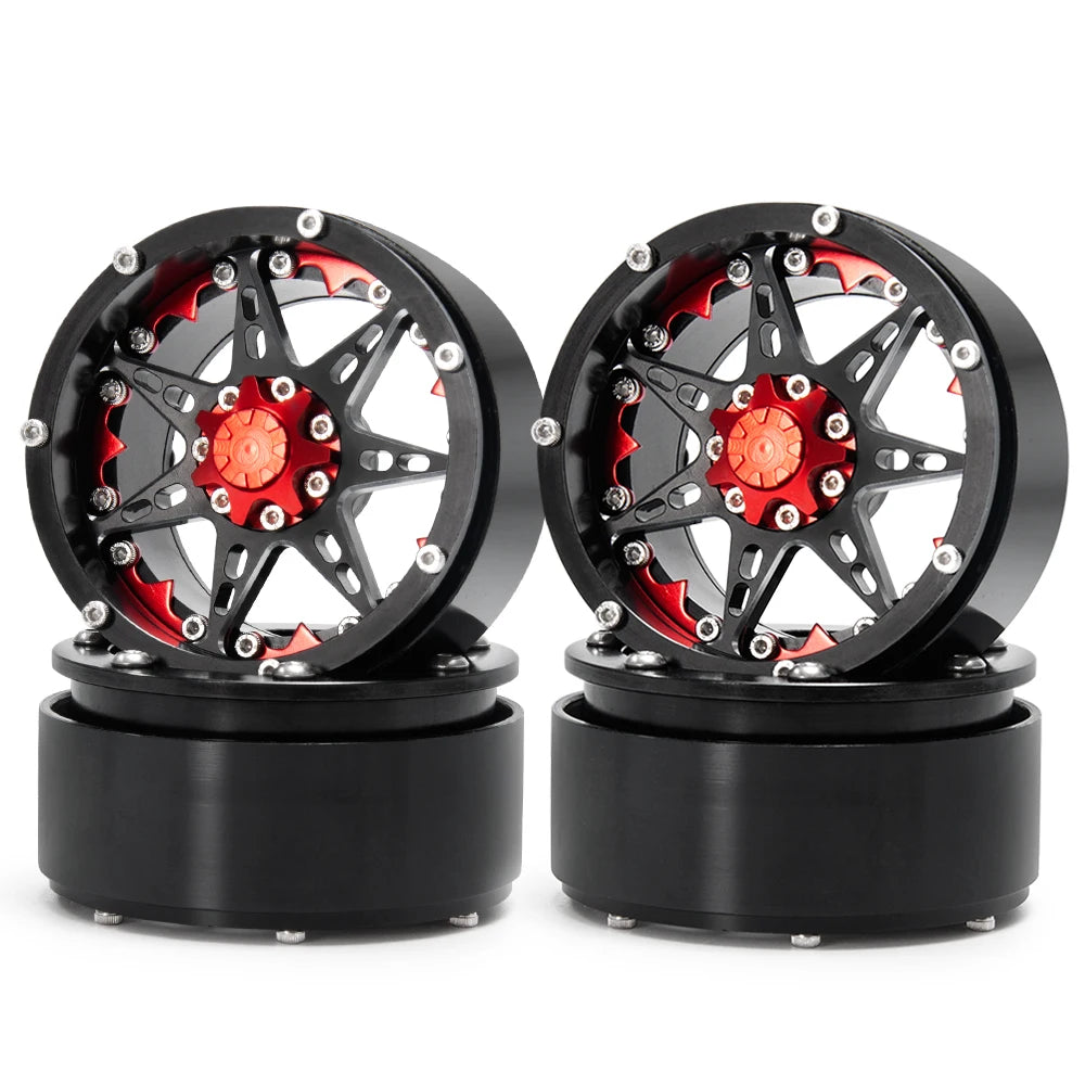 MIBIDAO 2.2" Rubber Tires & Beadlock Wheel Hub Rim For 1/10 Axial SCX10 90046 TRX4 D90 Wraith 90048 RC Crawler Car