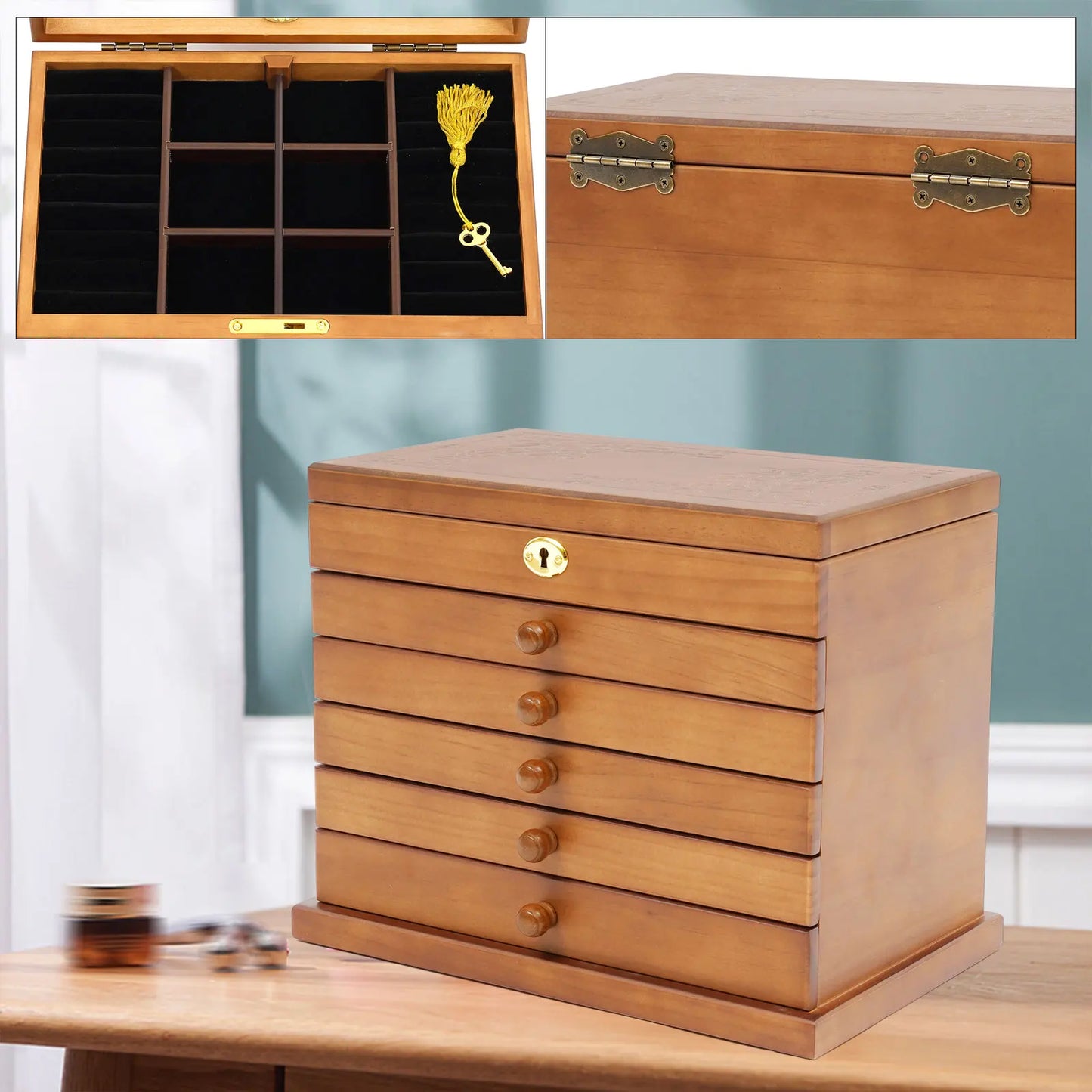 Wooden Gift Storage Box Jewelry Cabinet