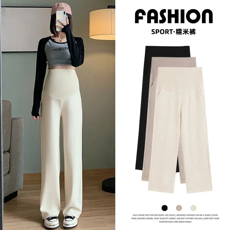 Maternity Long Straight Pants Wide Leg