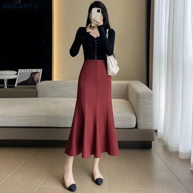 Elegant Women Long Trumpet / Mermaid Skirt