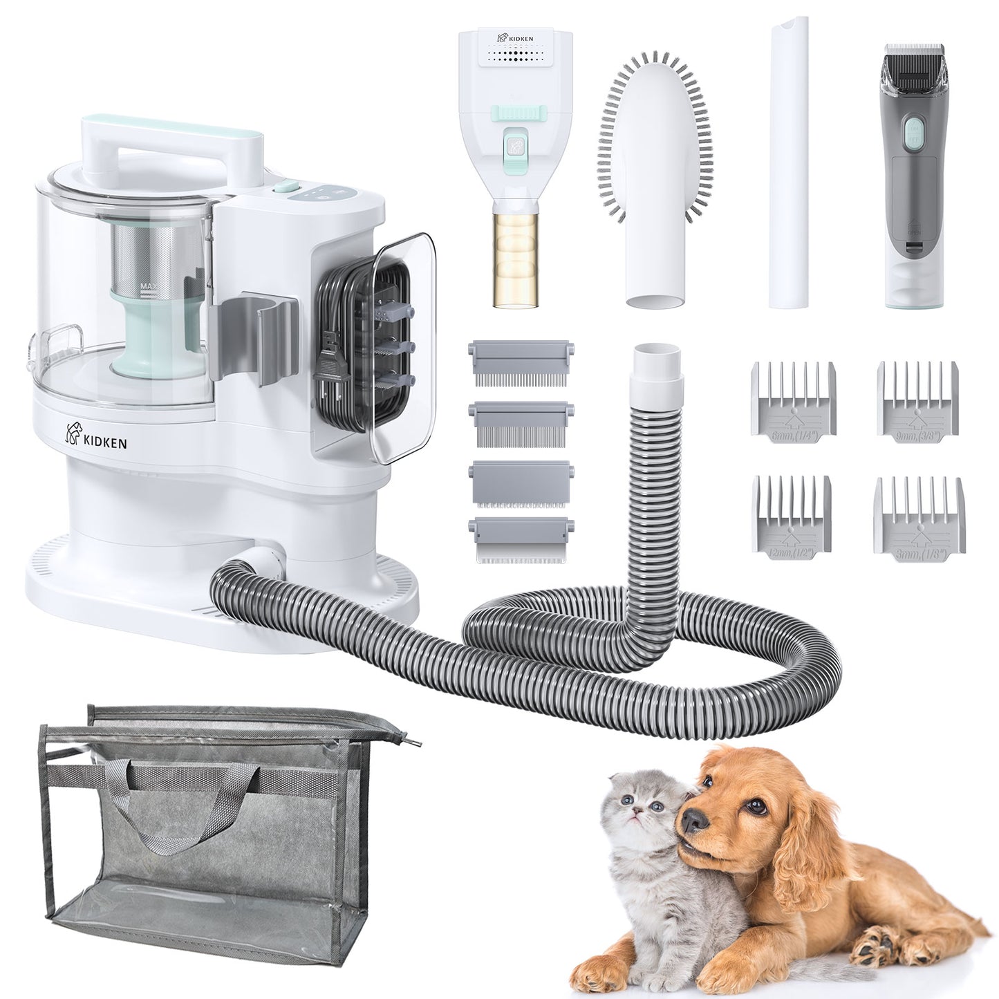 Pet Hair Professional Grooming Clippers With 4+8 Pet Grooming Tools 3.3L Pet Grooming Kit For Dogs Cats Animals US Stock