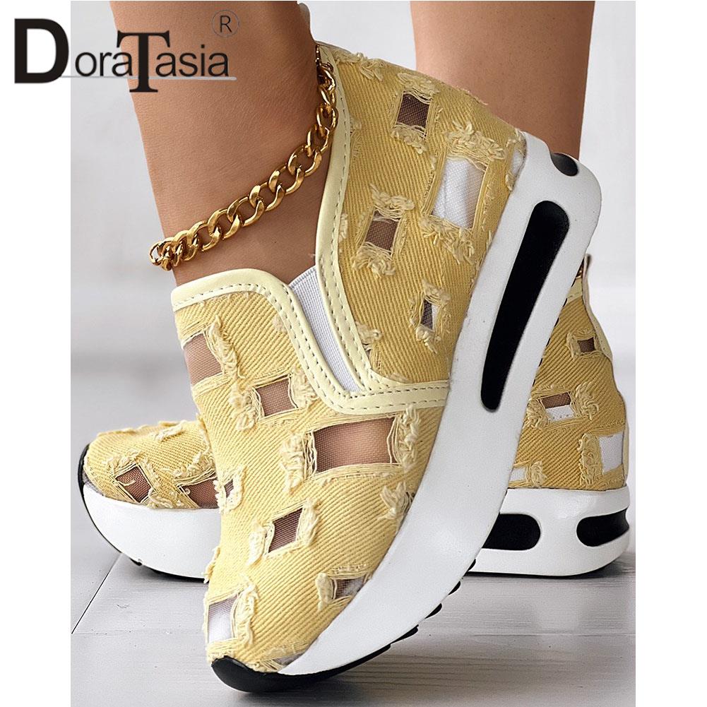 Big Size 42 women's Spring Summer Sneakers Fashion Hollow Platform Increasing High Heels  Flats Casual Autumn Woman Shoes - DJVWellnessandPets