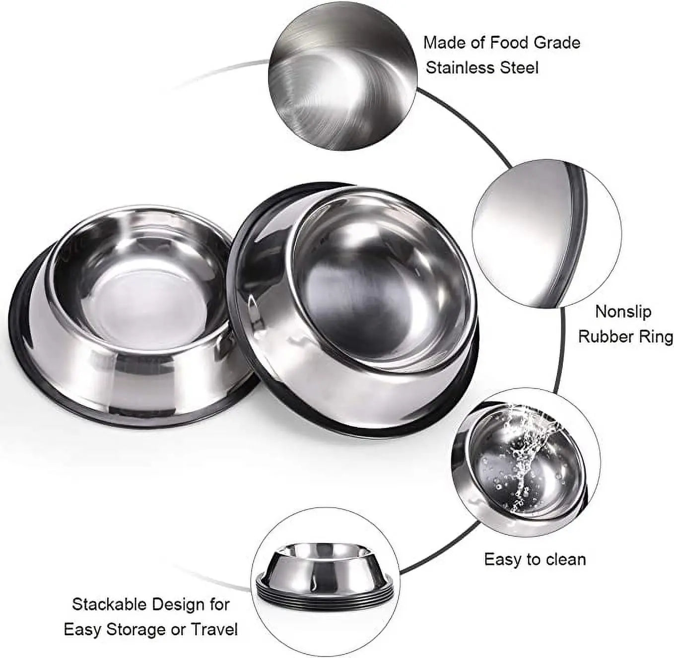 Anti-skid Dog Bowls Stainless Steel Pet Bowls for Dogs Cats Food Water Feeder Large Dogs Dishes Puppy Cat Bowl Pet Accessories