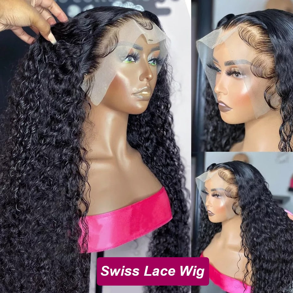 Wiggogo 40 Inch Human Hair 13X4 Deep Wave Frontal Wig 13X6 Curly Hd Lace Front Wigs Brazilian Water Wave 5x5 Hd Lace Closure Wig