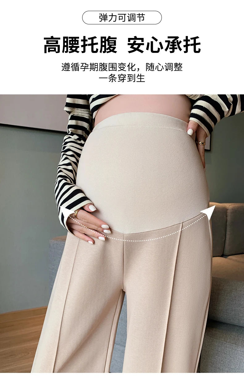 Maternity Long Straight Pants Wide Leg