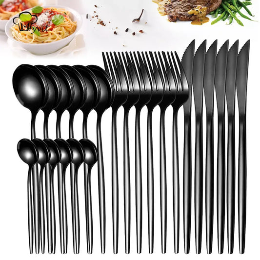 Dinnerware Silverware Set 4-24pcs Kitchen Flatware Tableware