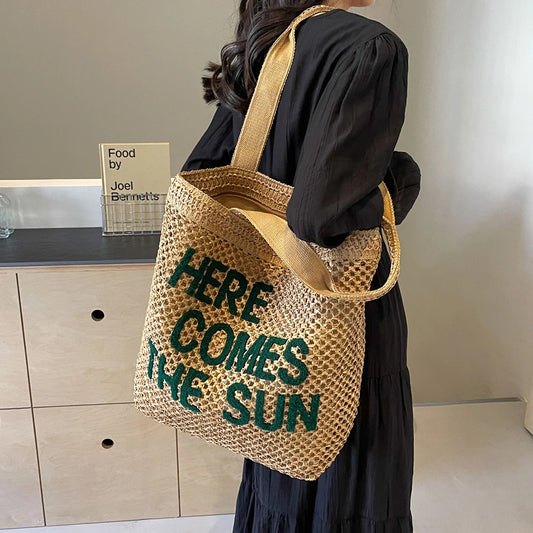 Fashion Hollow Out Straw Weaving Handbag