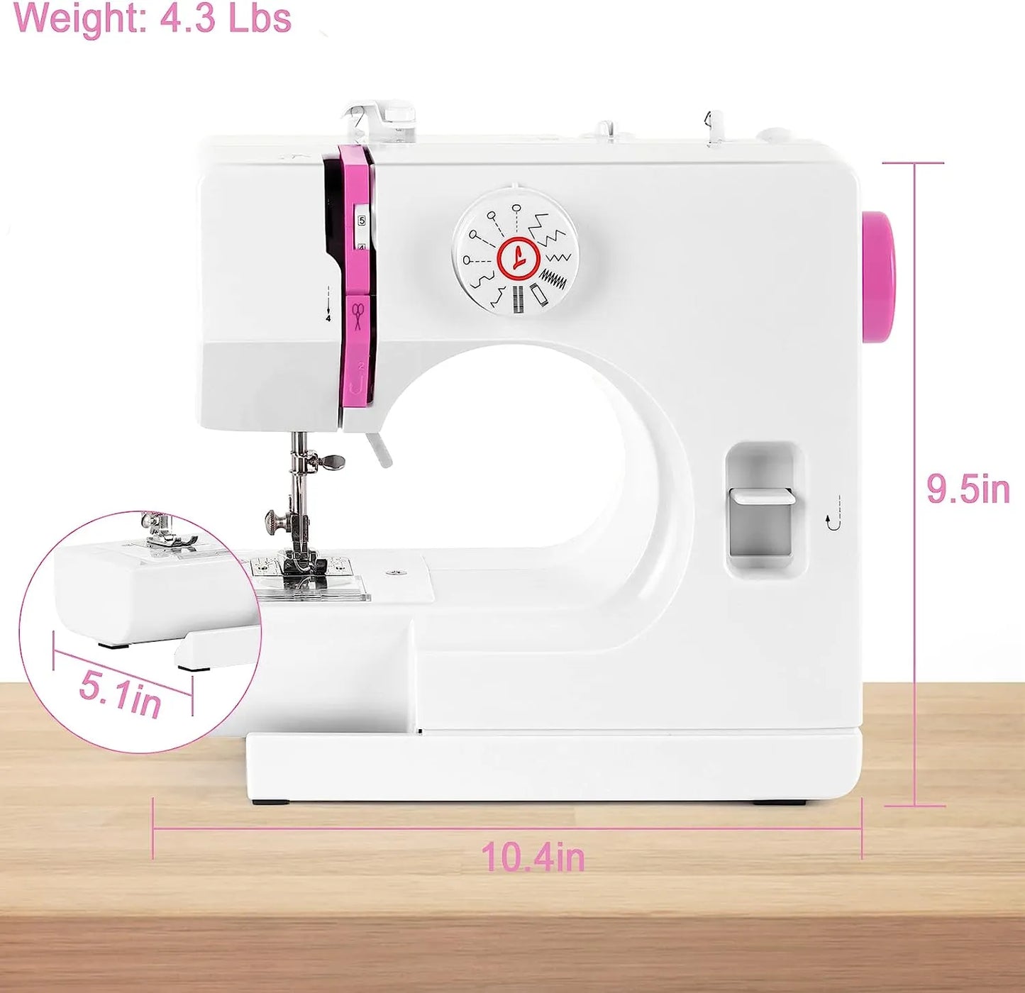 Mini Sewing Machine,Portable Household Crafting Mending Sewing Machine with 12 Built-In Stitches and Foot Pedal  for Beginners