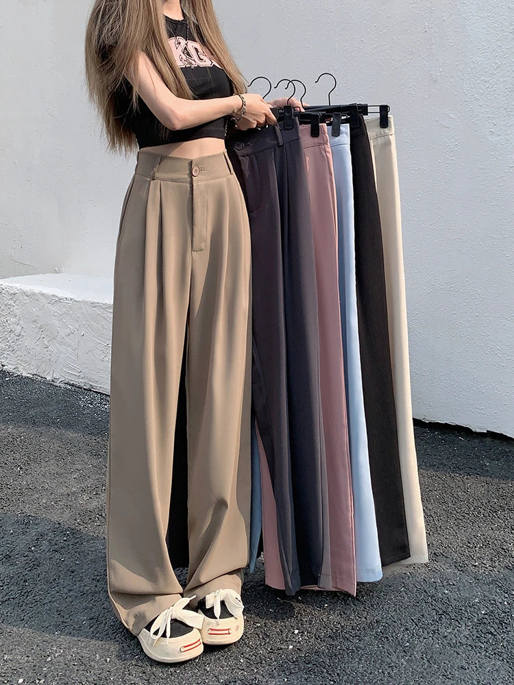 Suit Pants Elastic Waist Slimming Casual